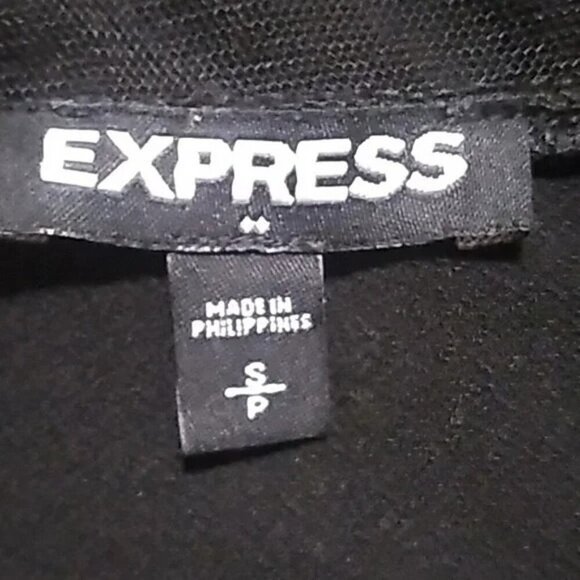 Express Black Mesh Puff Sleeve Blouse - Picture 4 of 4